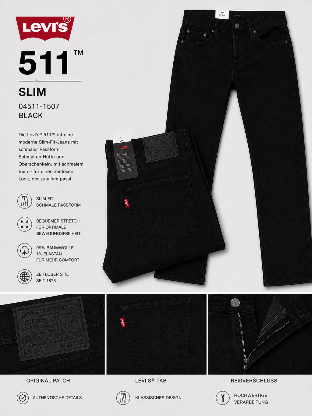 Levi's® 511 Slim - Nightshine Black
